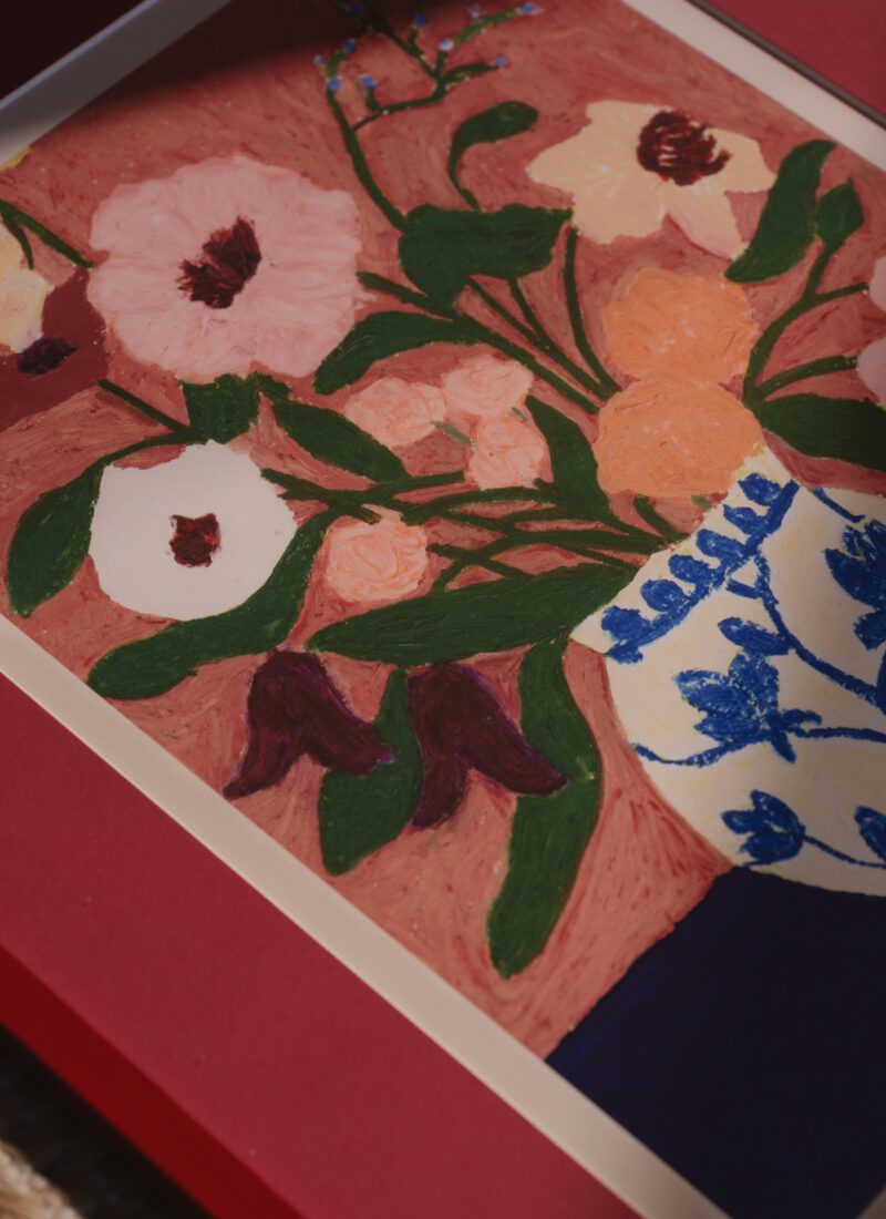 The Poster Club - Flowers on blue Table - Carla Llanos