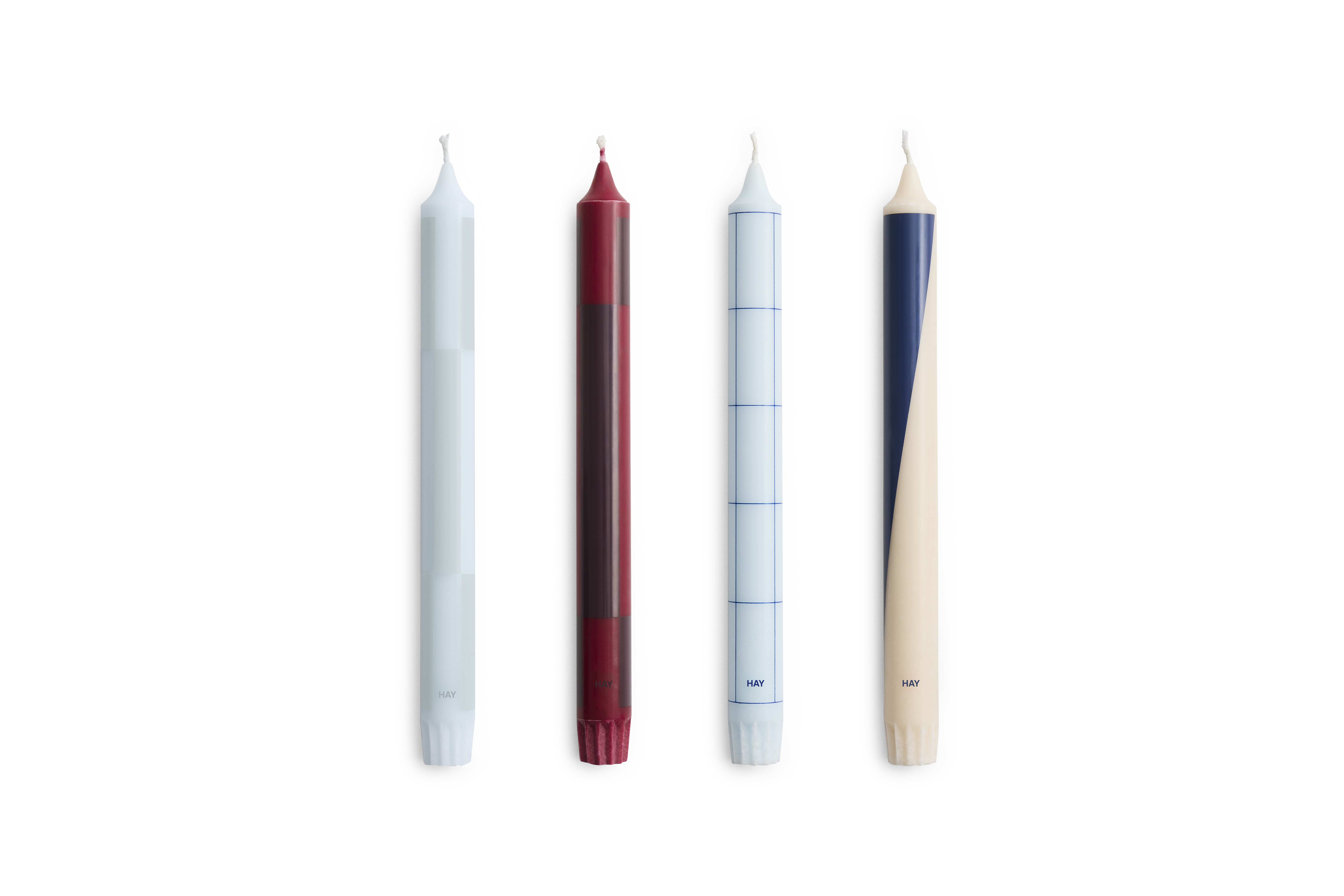 HAY Pattern Kerzen Blue & Bordeaux 4er Set
