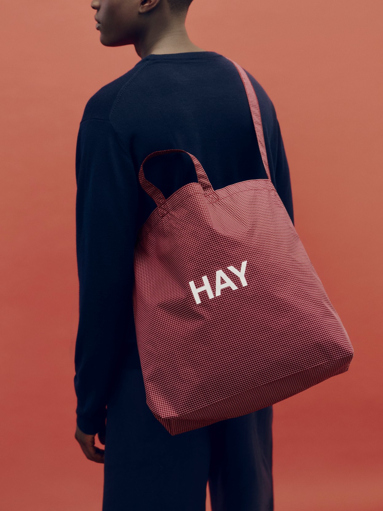HAY Grid Crossover Bag medium Burgundy