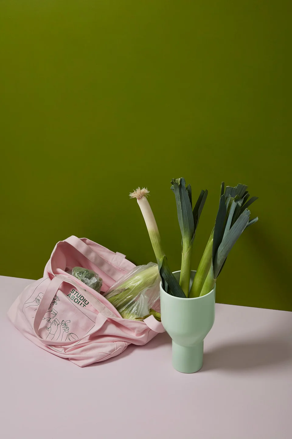 Studio About Einkaufstasche  Rose / Grün