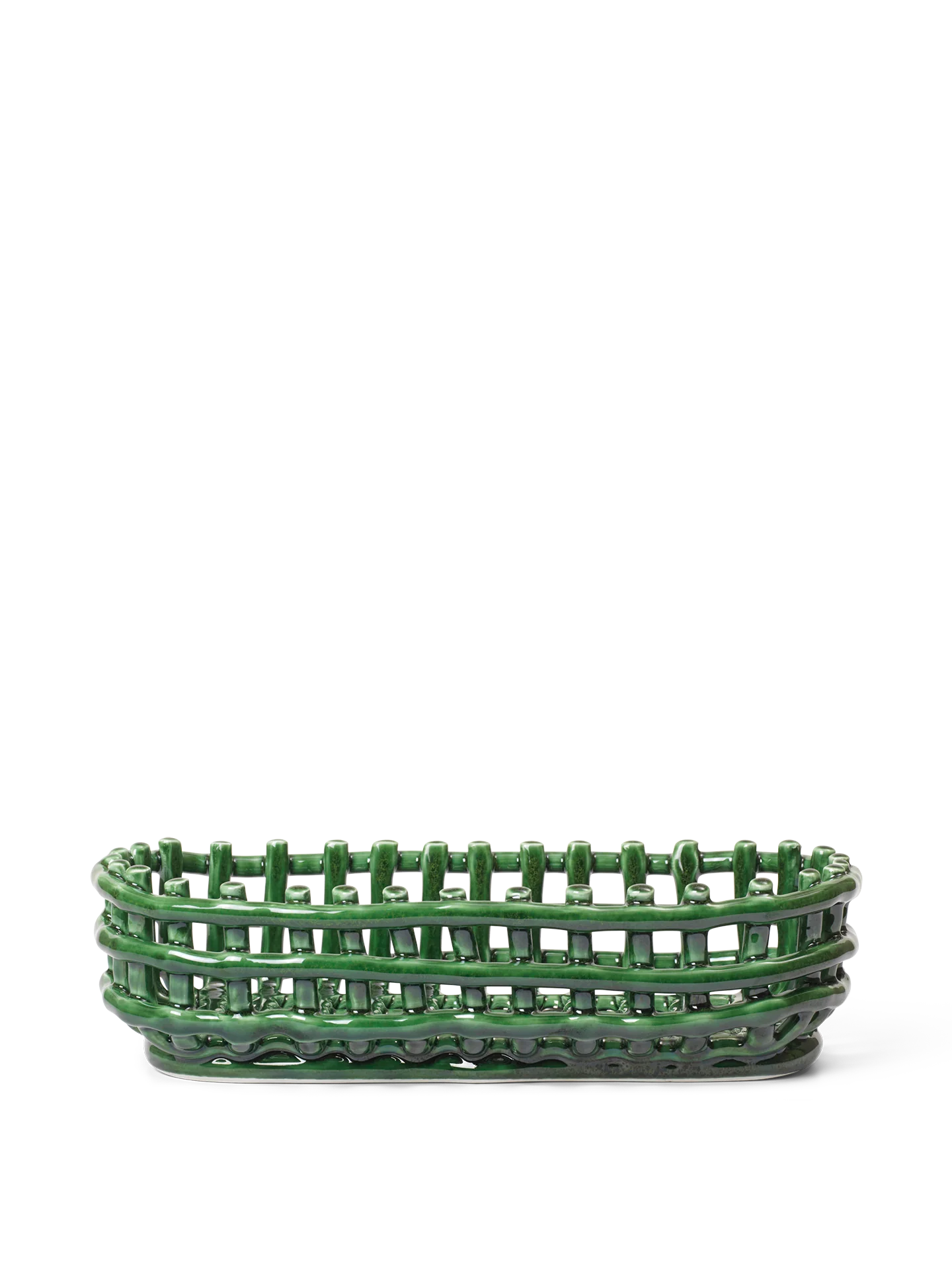 ferm living Ceramic Basket oval emerald green