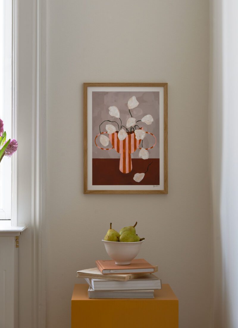 The Poster Club - Frankie Penwill - White Flowers in striped Vase 