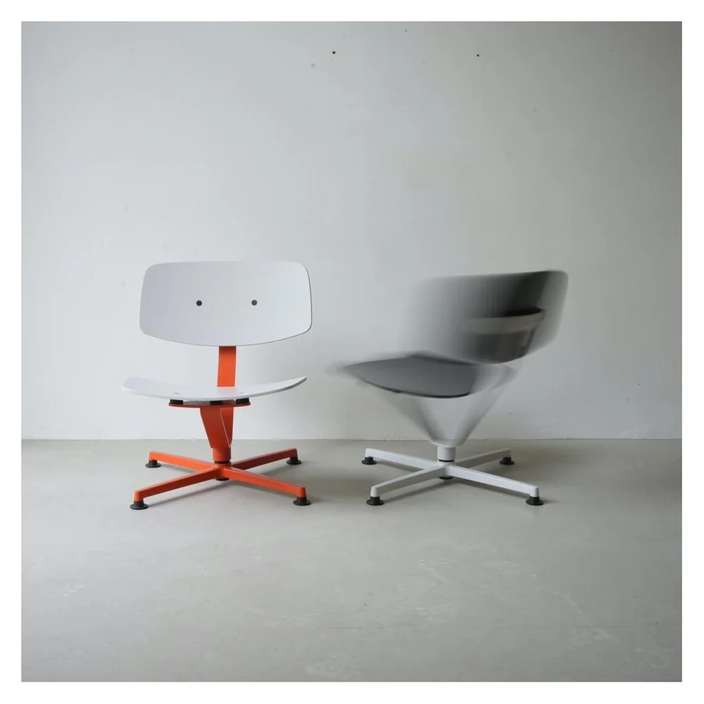 raawii Arba Lounge Chair | Plywood - Orange base / light grey shell