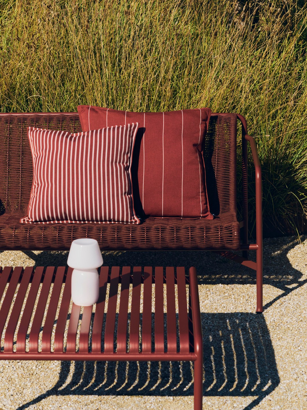 HAY Terrazza Kissen Terracotta narrow stripe