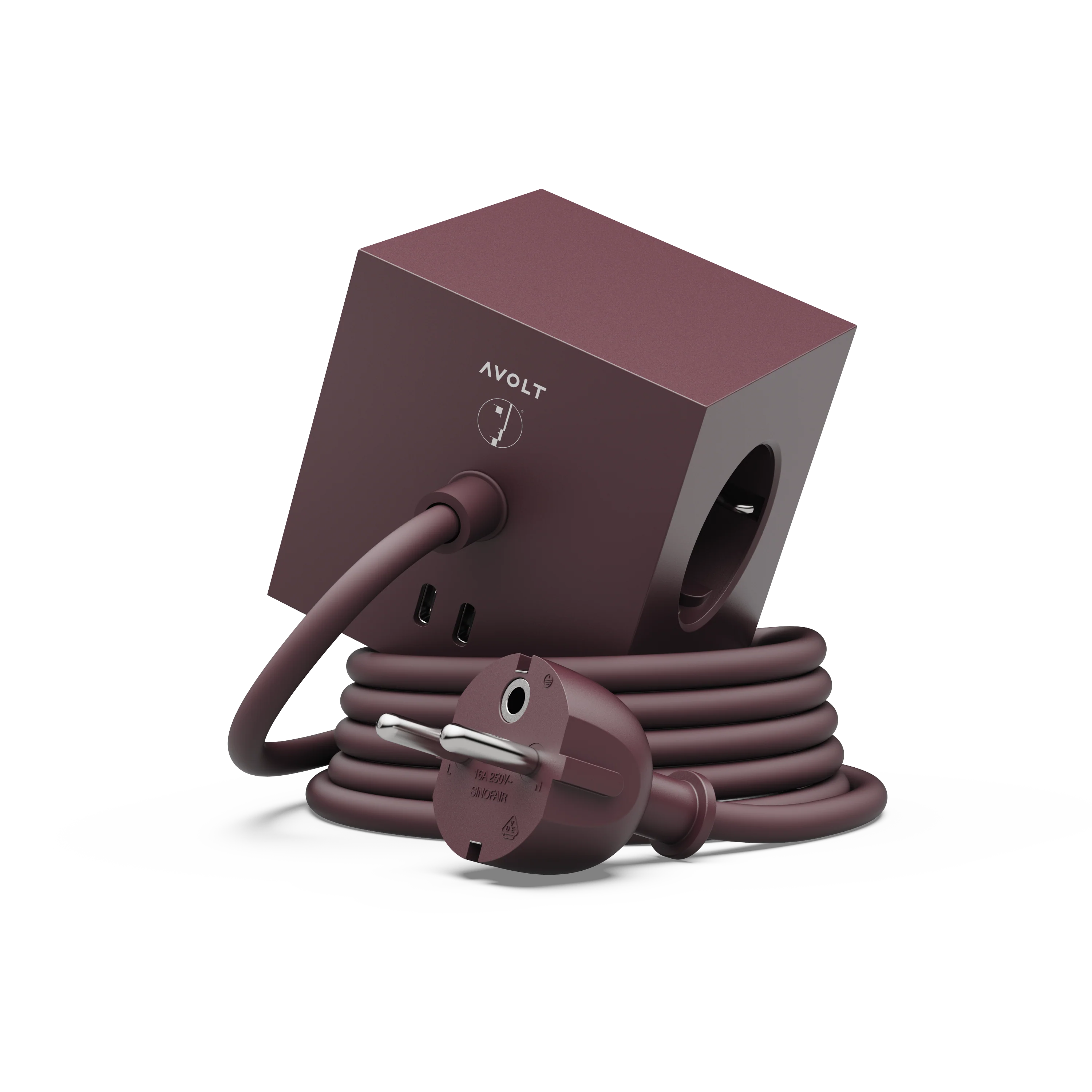 Avolt Square 1 Mehrfachsteckdose Bauhaus Sonderedition Mulberry Red