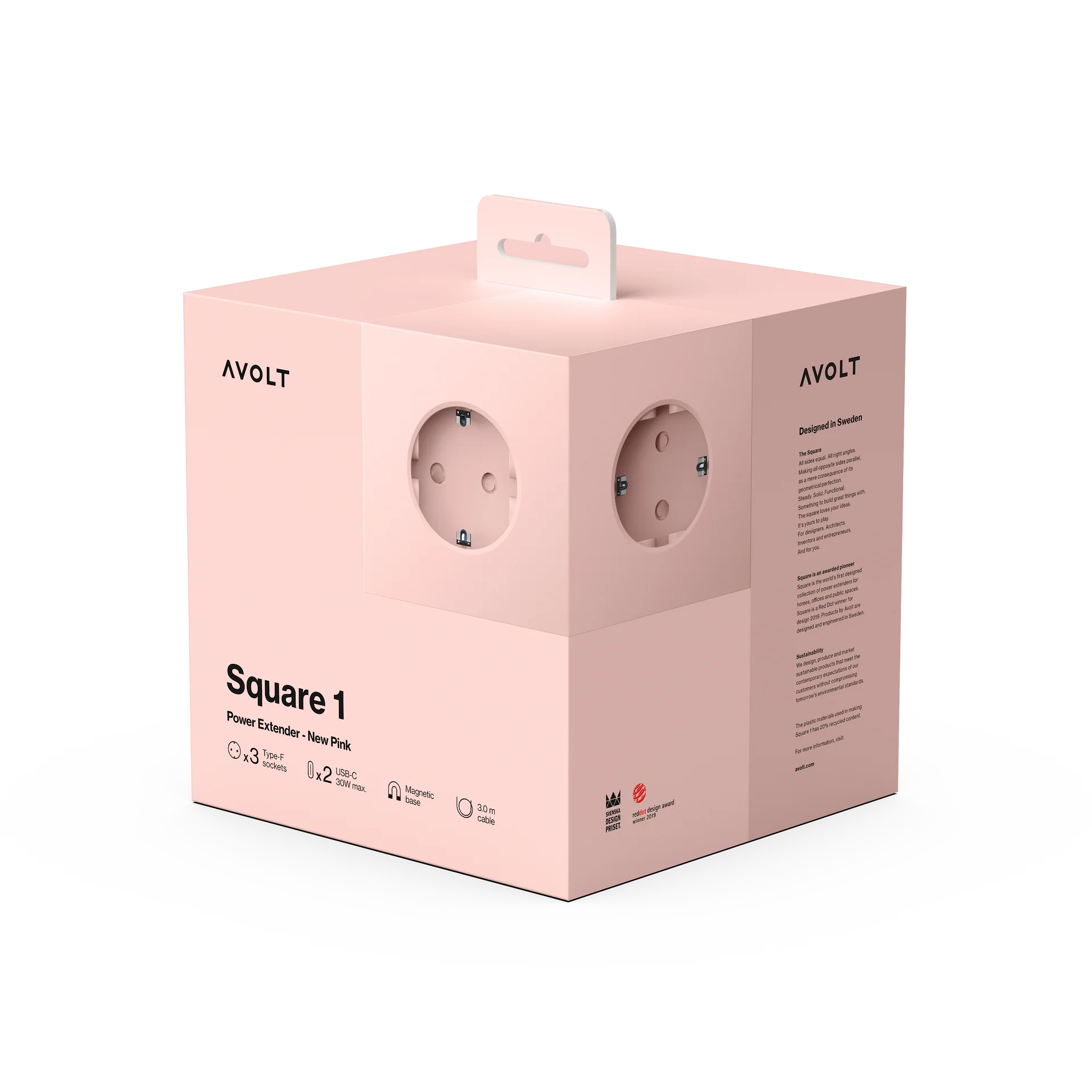 Avolt Square 1 Mehrfachsteckdose new pink